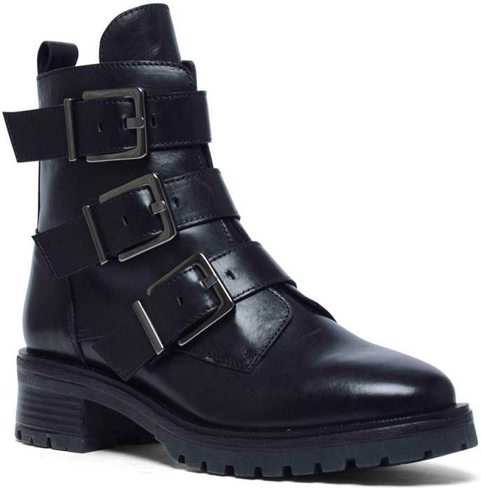 Manfield leren bikerboots zwart