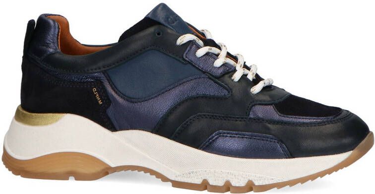 Manfield leren chunky sneakers blauw/zwart