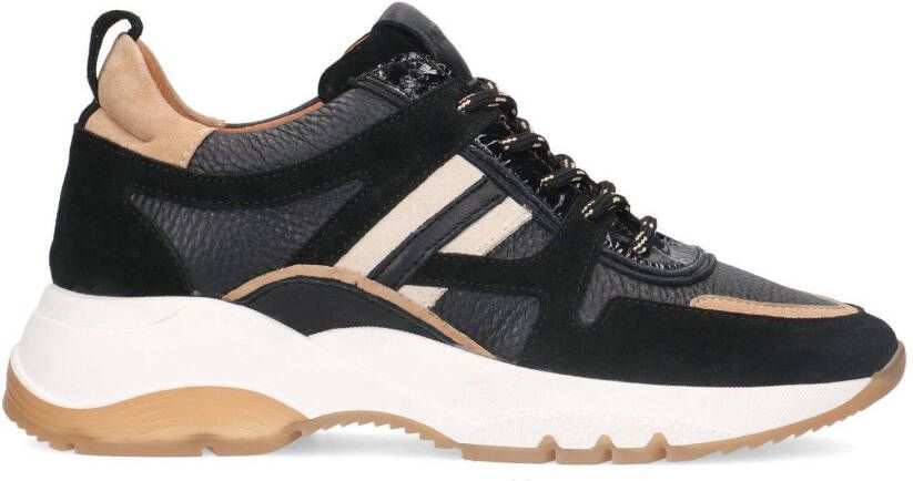 Manfield leren dad sneakers zwart