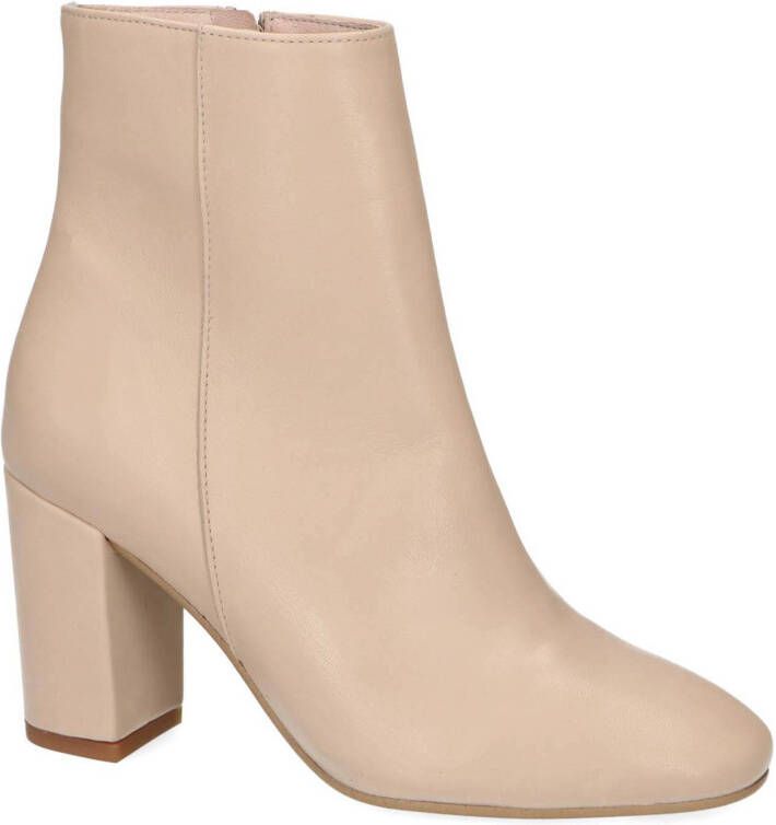 Manfield leren enkellaarzen beige