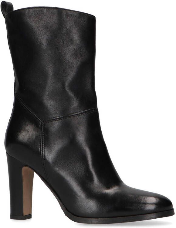 Manfield leren enkellaarzen zwart