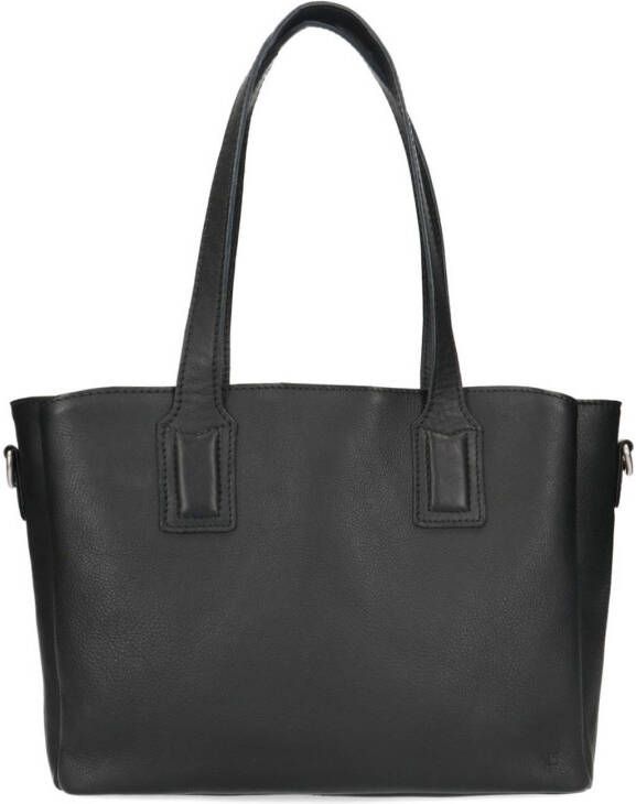 Manfield leren handtas zwart