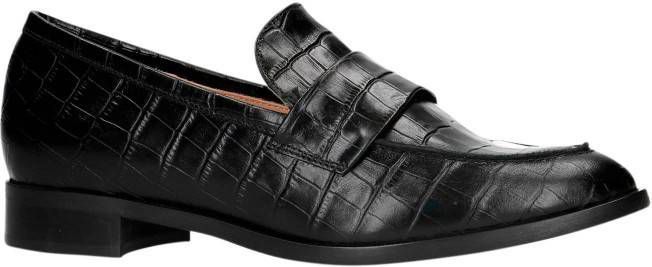 Manfield leren loafers crocoprint zwart