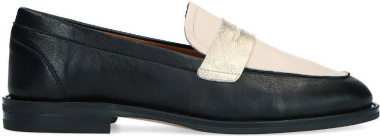 Manfield leren loafers zwart/off white/goud