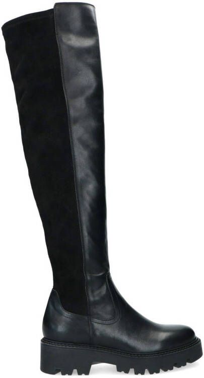 Manfield leren overknee laarzen zwart