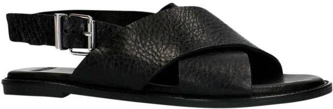 Manfield leren sandalen zwart