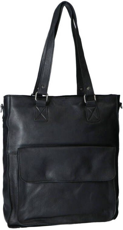 Manfield leren shopper zwart
