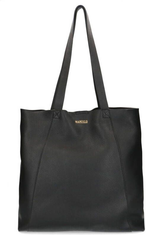 Manfield leren shopper zwart