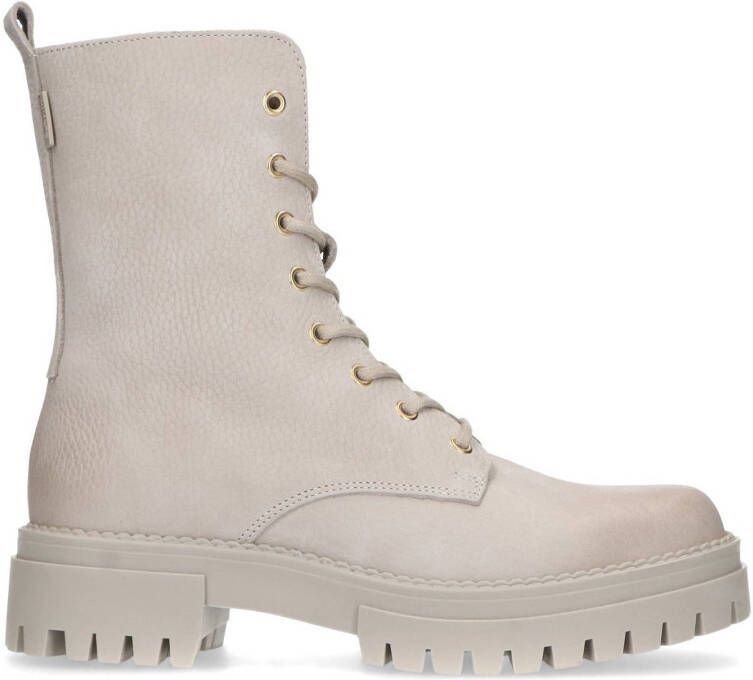 Manfield leren veterboots beige