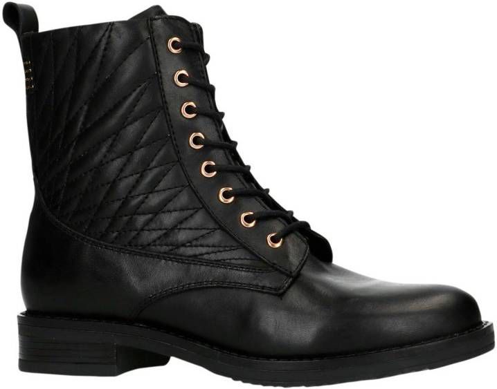 Manfield leren veterboots zwart