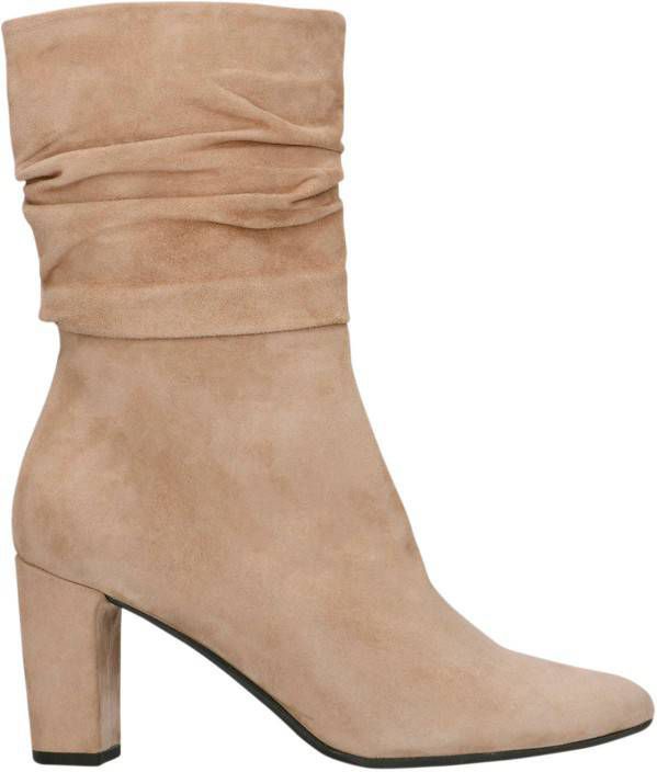 Manfield suède enkellaarzen beige