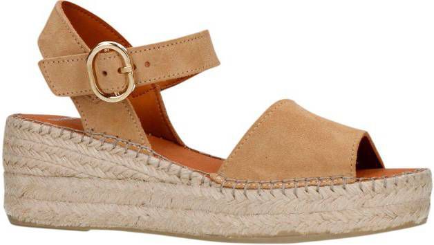 Manfield suède sandalen beige