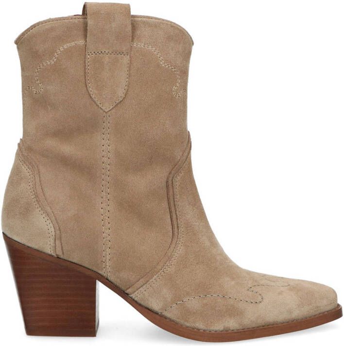 Manfield suède cowboylaarzen beige