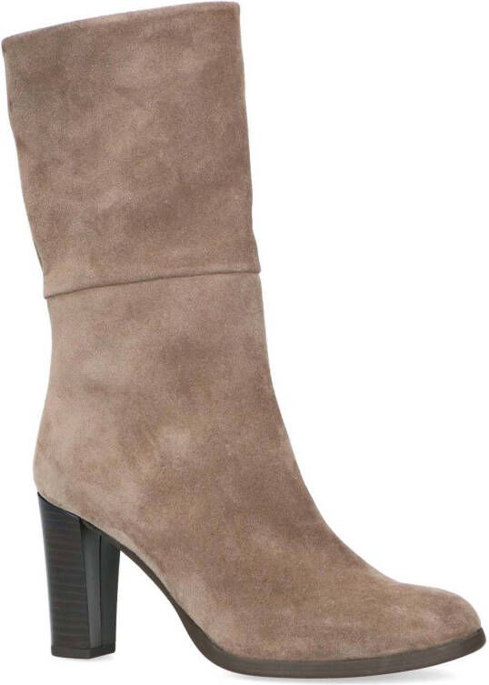 Manfield suède enkellaarzen taupe