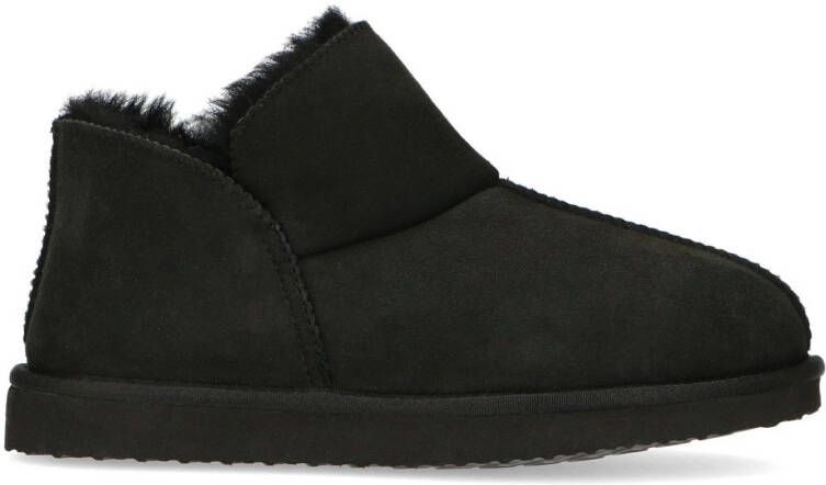 Manfield suède pantoffels zwart