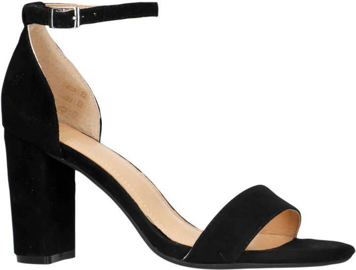 Manfield suède sandalettes zwart