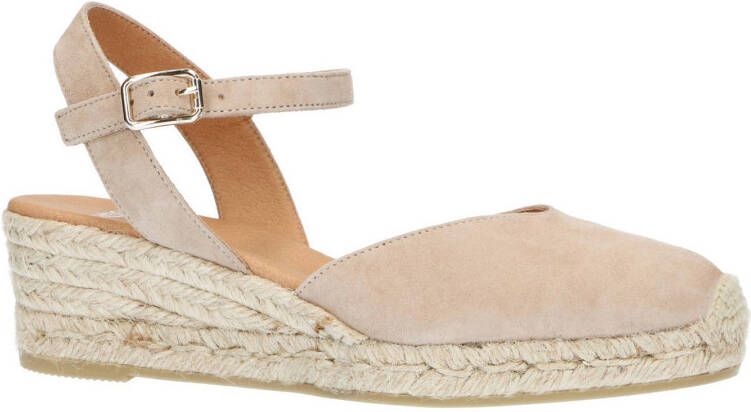 Manfield suède sleehakken beige