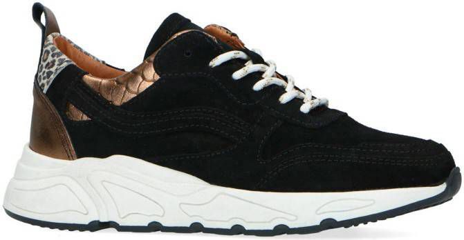 Manfield suède sneakers zwart/koper