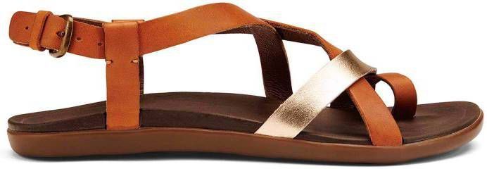 Olukai Upena leren sandalen cognac