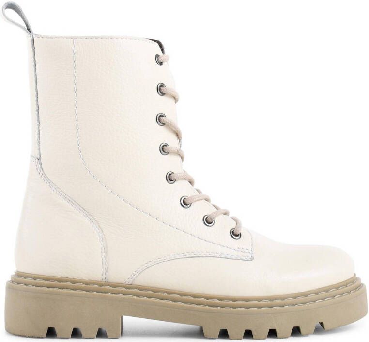 PS Poelman Saturno leren veterboots off white