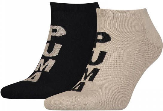 Puma sneakersokken set van 2 beige/zwart