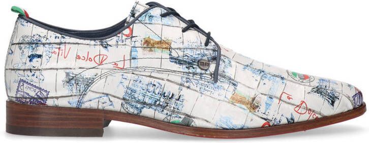Rehab Greg Croco leren veterschoenen wit/multi