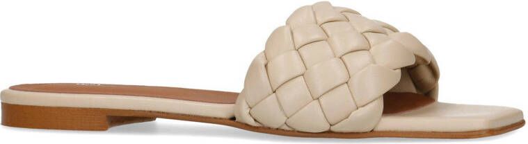 Sacha gevlochten slippers beige