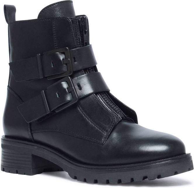 Sacha leren bikerboots zwart
