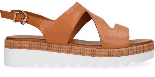 Sacha leren plateau sandalen cognac
