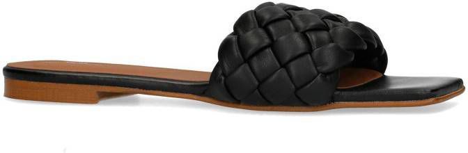 Sacha gevlochten slippers zwart