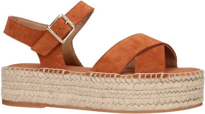 Sacha suède plateau sandalen cognac