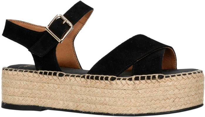 Sacha suède plateau sandalen zwart