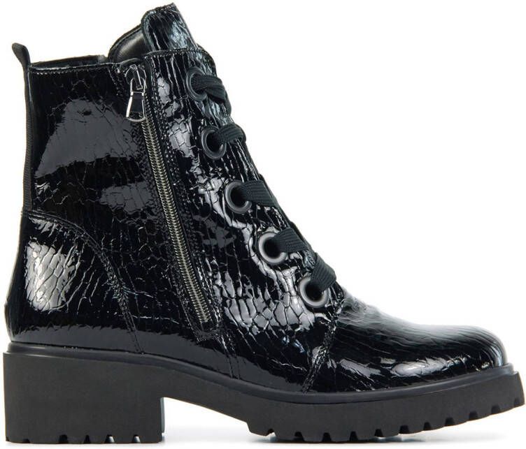 Waldlaufer 716802 lakleren veterboots zwart