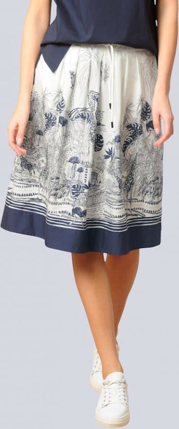 alba moda Rok in uitlopend model Wit/Marine/Beige